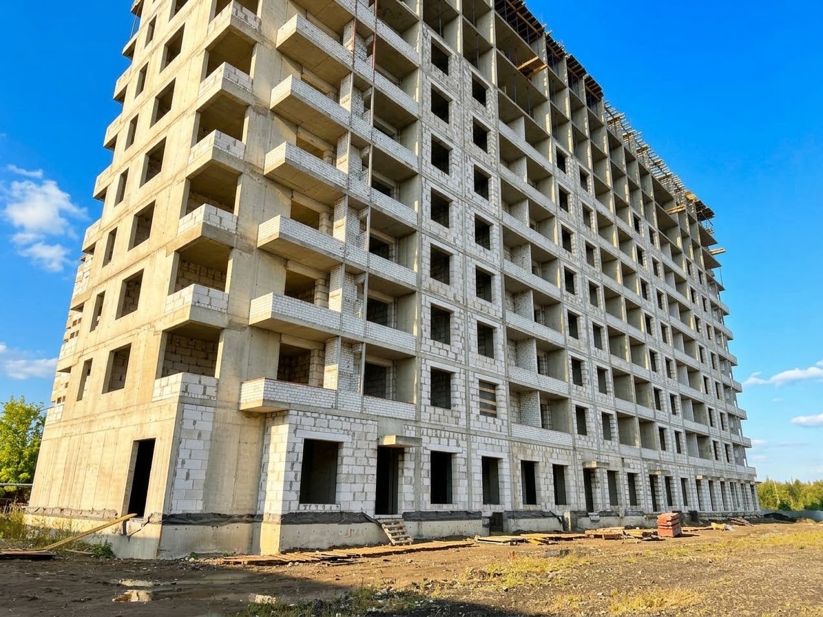 Конструктив строящегося дома, район Взлётный, Липецк